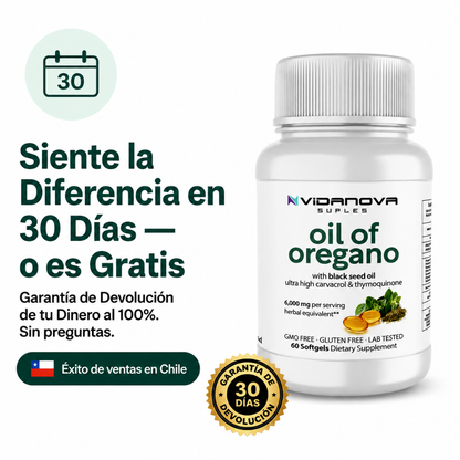 ACEITE DE OREGANO con SEMILLA NEGRA para mejor absorción.