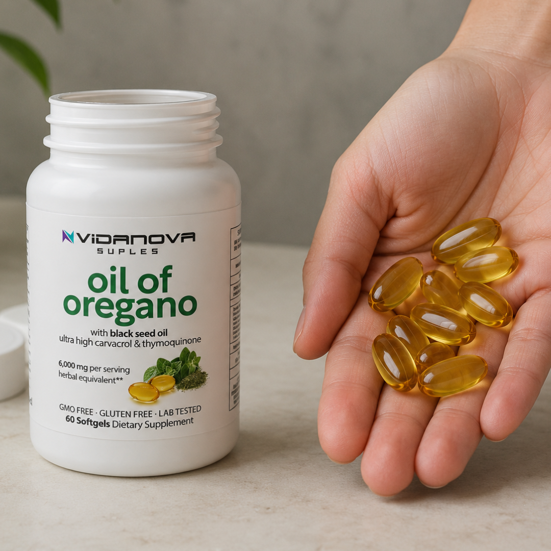 ACEITE DE OREGANO con SEMILLA NEGRA para mejor absorción.