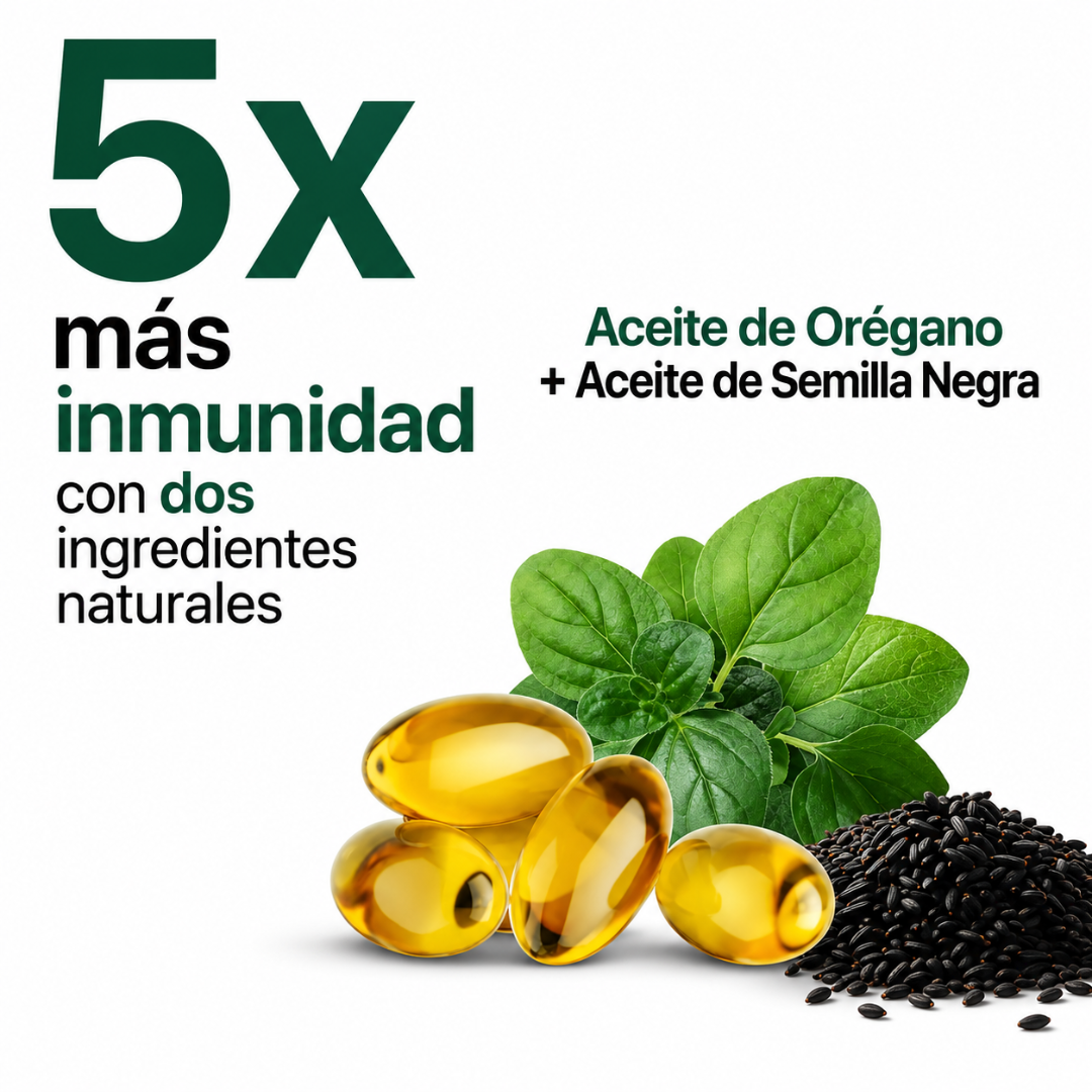 ACEITE DE OREGANO con SEMILLA NEGRA para mejor absorción.