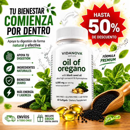 ACEITE DE OREGANO con SEMILLA NEGRA para mejor absorción.
